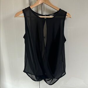 Sheer Black Sleeveless Kenneth Cole Reaction Draped Front Women's Top
